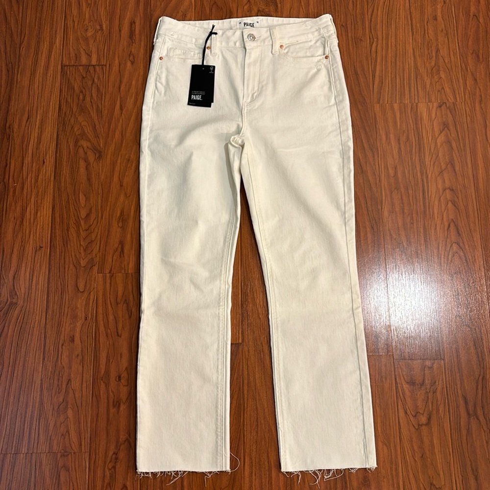 🆕 NWT Paige Cindy High Rise Straight Ankle Jeans Ecru White Sz 29 New With Tags